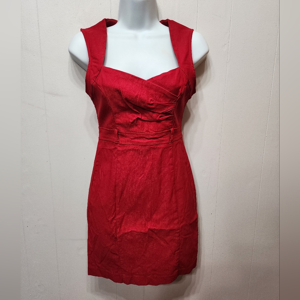 Body Central Dress Small‎ Red Sleeveless Midi Casual Office Night Out C193